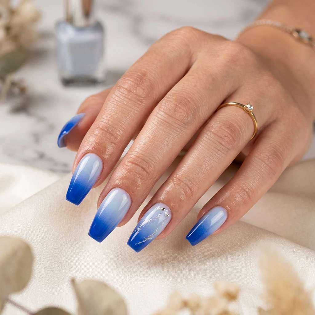 Blue Coffin Nails